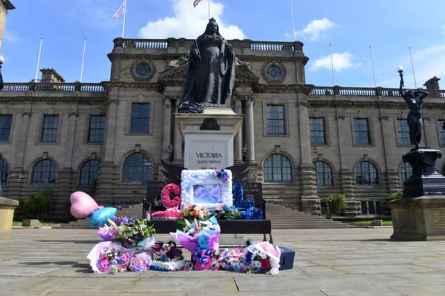 Tributes to Chloe Rutherford and Liam Curry have been left at the memorial bench, outside South Shields Town Hall, on the ninth anniversary of the Manchester Arena bombing.