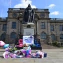 Tributes to Chloe Rutherford and Liam Curry have been left at the memorial bench, outside South Shields Town Hall, on the ninth anniversary of the Manchester Arena bombing.