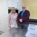 The Rev Vernon Cuthbert with churchwarden Beverley George in the new kitchen.