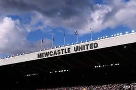 A general view of the lettering on the east stand during the Premier League match between Newcastle United and West Ham United at St James' Park on May 17, 2026 in Newcastle upon Tyne, England. (Photo by Stu Forster/Getty Images)