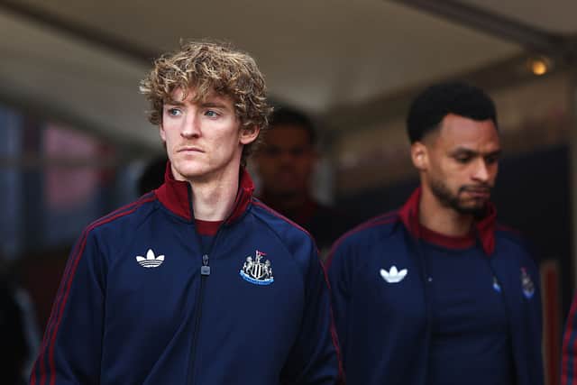 Anthony Gordon of Newcastle United arrives at the stadium prior to the Premier League match between Crystal Palace and Newcastle United at Selhurst Park on April 12, 2026 in London, England. (Photo by Steve Bardens/Getty Images)