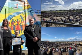 Crowds gathered at the Sandhaven Amphitheatre on Sunday, May 31, for the unveiling of a brand new mural.