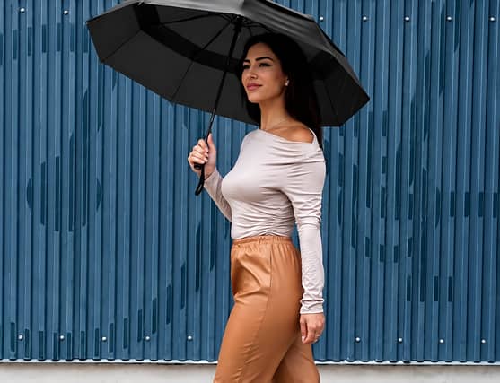 The compact umbrella is designed for commuters and travellers needing stronger protection against rain and gusty weather