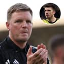 Eddie Howe and (inset) Newcastle United goalkeeper Nick Pope.