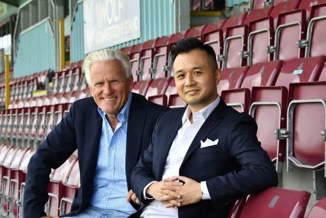 Jason Ye, whose consortium are the new majority owners of South Shields Football Club. With Chairman Geoff Thompson. Picture by FRANK REID