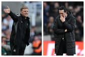 Newcastle United head coach Eddie Howe and Aston Villa’s Unai Emery. 