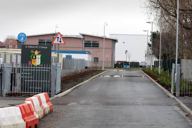 St Wilfrid's RC College, Temple Park Road entrance in a 2011 Shields Gazette photo.