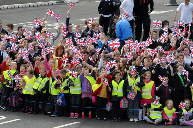 Some of the hundreds of youngsters who waited patiently to greet the Queen to South Tyneside.