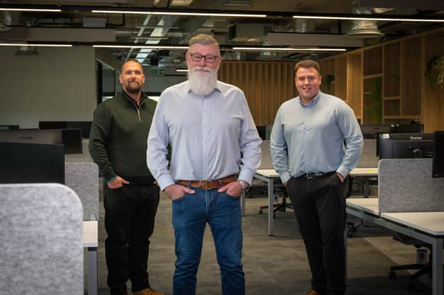 l-r: Shaun Powell, operations director at Castle, Adrian Bartle, construction director at UK Land Estates, and Fraser Adamson, project manager at Castle.