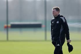 Newcastle United's English head coach Eddie Howe arrives to lead a team training session at the Darsley Park training centre in Newcastle upon Tyne, on March 9, 2026, the eve of their UEFA Champions League Last 16 football match against Barcelona. (Photo by SCOTT HEPPELL / AFP via Getty Images)