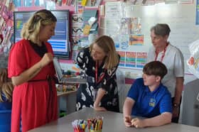 Kate Osborne MP (right) with Georgia Gould MP (middle), the Schools Minister, during a visit to Jarrow School.