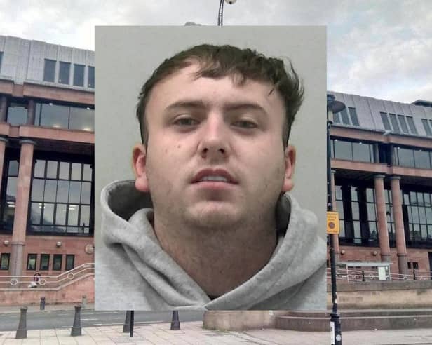Garage boss George Charlton, 22, who has been jailed for 31 months at Newcastle Crown Court after he seriously injured an e-bike rider in a hit-and-run smash then blamed one of his customers.