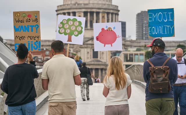 The proposed suite includes a pound sign coin, piggybank, money tree, rainy day fund, money on the mind and money talks emojis