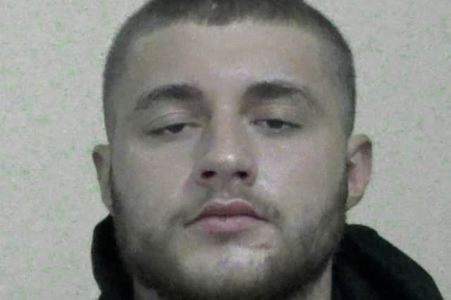 Caydon Sean, 23, who has been jailed for four years and nine months at Newcastle Crown Court after he struck a man with a machete in South Shields, South Tyneside, leaving him fearing for his life.