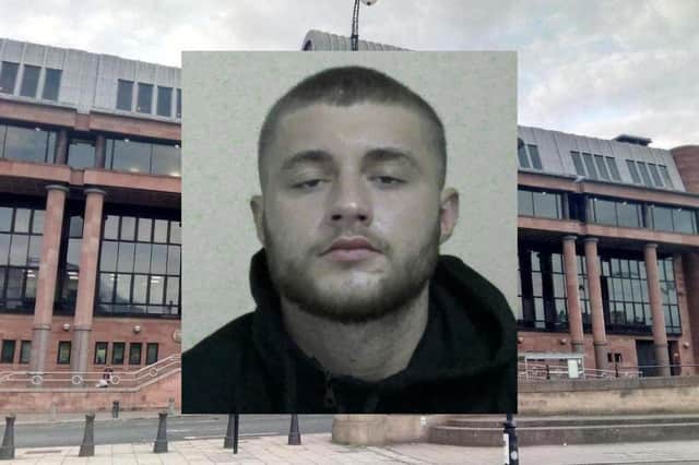 Caydon Sean, 23, who has been jailed for four years and nine months at Newcastle Crown Court after he struck a man with a machete in South Shields, South Tyneside, leaving him fearing for his life.