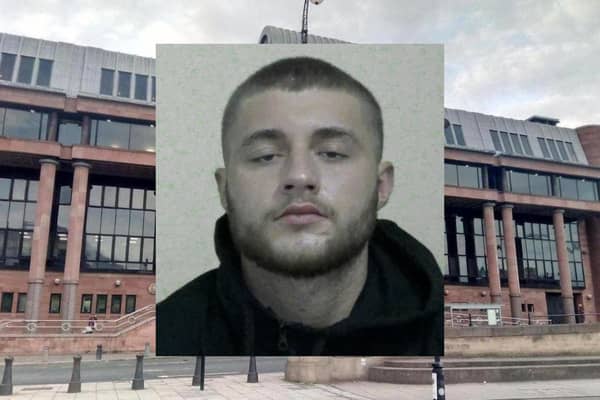 Caydon Sean, 23, who has been jailed for four years and nine months at Newcastle Crown Court after he struck a man with a machete in South Shields, South Tyneside, leaving him fearing for his life.