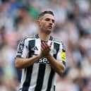 Fabian Schar of Newcastle United applauds the fans  during the Premier League match between Newcastle United FC and Everton FC at St James' Park on May 25, 2025 in Newcastle upon Tyne, England. (Photo by George Wood/Getty Images)