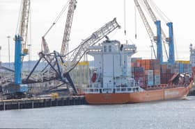 The scene of a major incident after a crane collapsed on the banks of the River Tyne in South Shields.