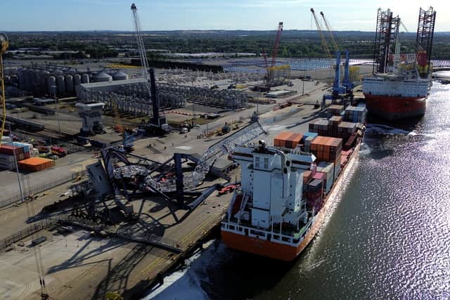 One person has been taken to hospital following a crane collapse at the Port of Tyne, in South Shields.