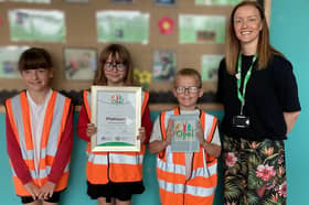 Some of Harton Primary's OPAL VIPs with Andrea Caine, the OPAL mentor.