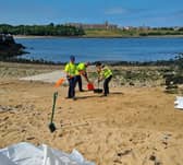 Council workers are starting the clean-up operation after plastic pellets were washed onto South Shields beaches.