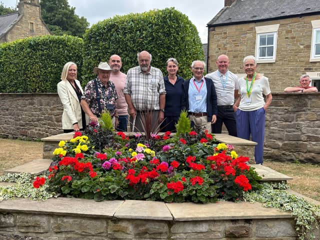 Members of the Monkton Village Association with judges from Britain in Bloom, Cllr Sheryl Jones and Kate Osborne MP.