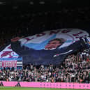 Fans of Newcastle United display a tifo and a banner, which reads "The Messiah" in tribute to former player Kevin Keegan prior to the Premier League match between Newcastle United FC and Manchester United FC at St James' Park on April 13, 2025 in Newcastle upon Tyne, England. (Photo by Stu Forster/Getty Images)