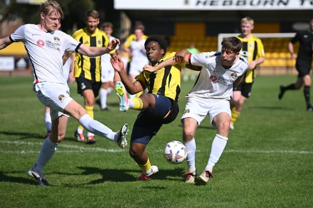 Action from Hebburn Town's defeat against West Auckland Town (photo Tyler Lopes)