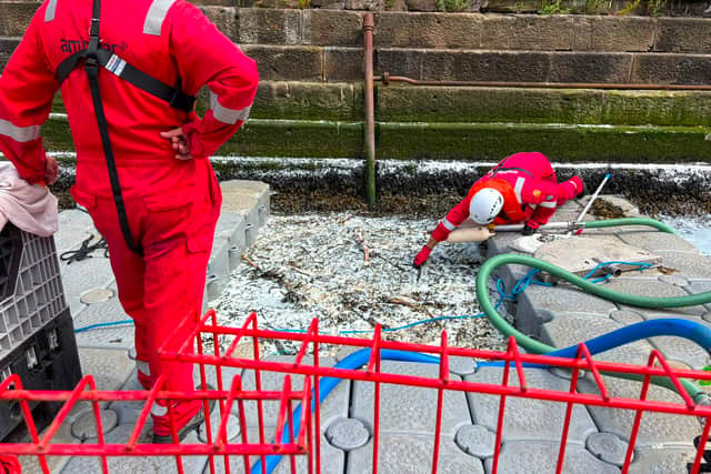 The Port of Tyne distributed floating pontoon platforms to trap nurdles and ease recovery.