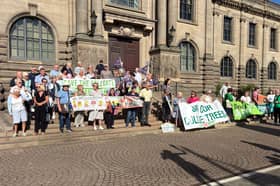 Environmental campaigners held a protest at South Shields Town Hall on Thursday, July 30.