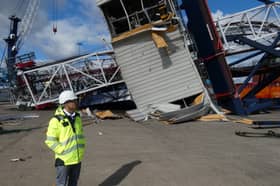 Matt Beeton, Port of Tyne CEO, at the scene of the collapsed crane after the collision.