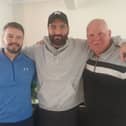 Craig Dunn (centre) with Steve Tate (right), who donated £11,500, and best friend John Hardy.