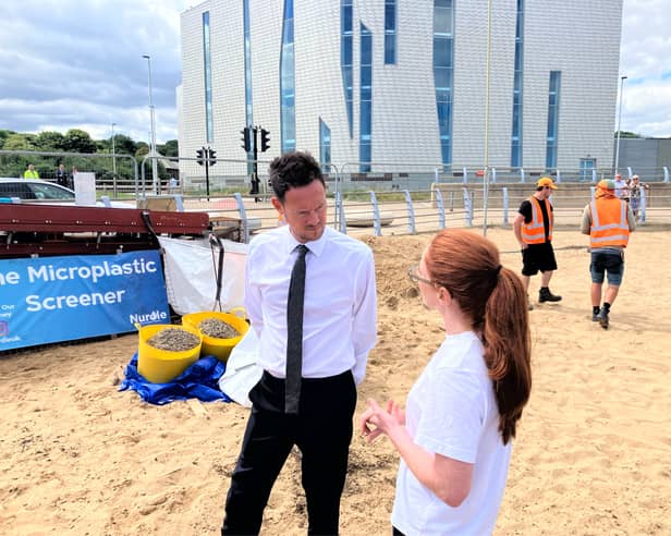 Defra minister Stephen Morgan MP visited Littlehaven Beach on August 10.