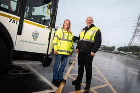 Susan Sybenga, Deputy Leader of South Tyneside Council, with Dave Pickersgill, Technical Director of Howarth Litchfield, at the Middlefields Depot.