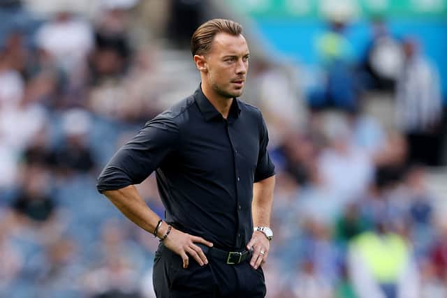 Matthias Jaissle, Manager of Newcastle United looks on during the warm up before the pre-season friendly match between Newcastle United and Everton at Scottish Gas Murrayfield on August 12, 2026 in Edinburgh, Scotland. (Photo by Stu Forster/Getty Images)