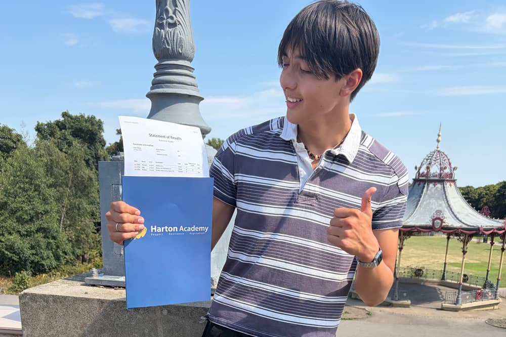 Harton Academy student Hughie Watanabe is off to study at the University of Oxford after securing three A* grades.