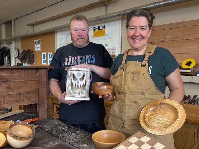 Jon Anslow, one of the Vice Chairs at Tyneside Community Woodshed, with Fiona Holloway, the group's Vice Secretary.