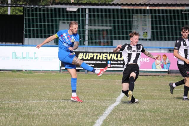 Callum Larmouth in action during Boldon CA's home win against Alnwick Town (photo Jess Kelly)