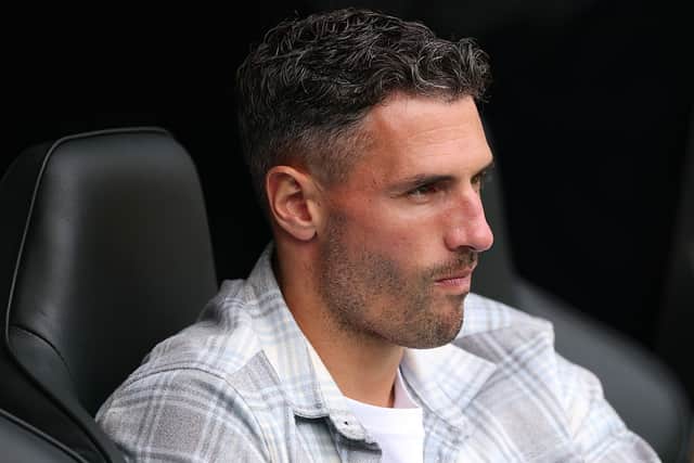 Newcastle player Fabian Schar looks on during the pre-season friendly match between Newcastle United and Bayer 04 Leverkusen at St James' Park on August 15, 2026 in Newcastle upon Tyne, England. (Photo by Stu Forster/Getty Images)