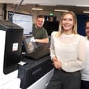 From left:  James Holloway North East Fund,  Ruby Knowles FW Capital and Stephen Downey of Cut Print Solutions.