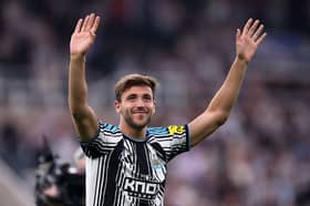 Nico Gonzalez of Newcastle United is presented before the Carabao Cup Second Round match between Newcastle United and West Bromwich Albion at St James' Park on August 26, 2026 in Newcastle upon Tyne, England. (Photo by George Wood/Getty Images)