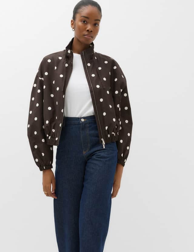 M&S Cotton Rich Funnel Neck Bomber Jacket