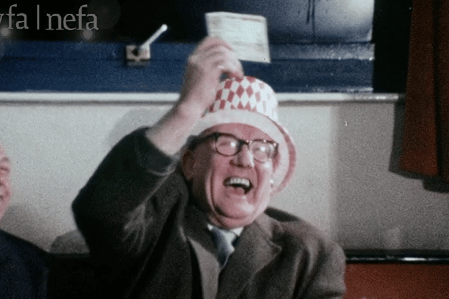 This happy fan was enjoying every minute of Cup Final week in 1973.