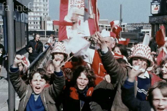 Some of the young fans who marched through the streets of Sunderland as the Cup final approached.