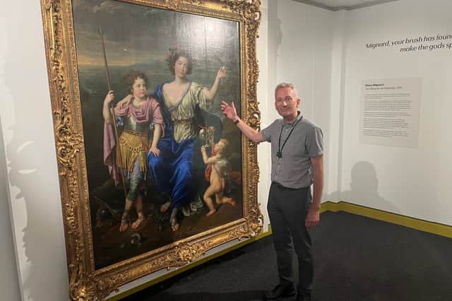Geoff Woodward, manager of South Shields Museum & Art Gallery, and The Marquise de Seignelay by Pierre Mignard.