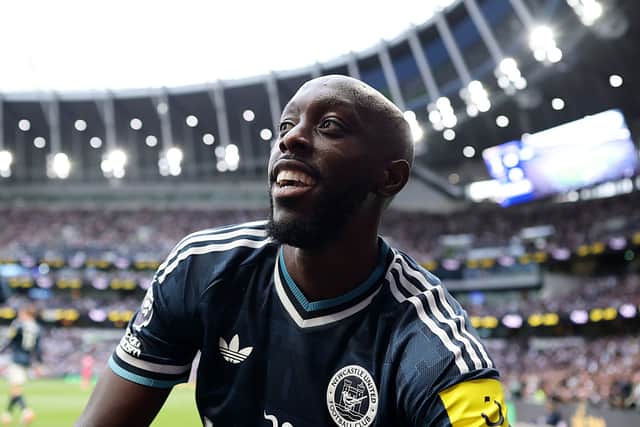 Yoane Wissa of Newcastle United celebrates scoring his team’s second goal during the Premier League 2026/27 match between Tottenham Hotspur and Newcastle United at Tottenham Hotspur Stadium on August 29, 2026 in London, England. (Photo by Richard Heathcote/Getty Images)