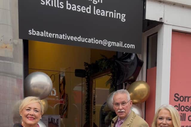 Mayor of South Tyneside Cllr Stan Wildhirt cuts the ribbon alongside his Mayoress and wife Dawn and SBA boss Sarah Barratt Atkin.