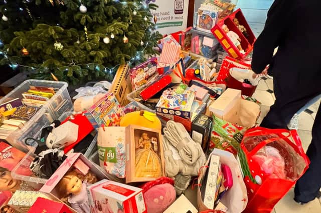 Donated gifts for Jamesie’s Mission’s 2025 toy appeal.