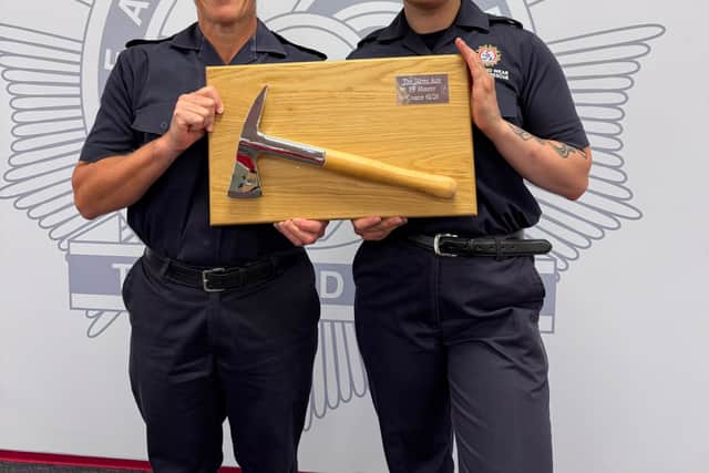 Firefighter and Silver Axe recipient Daisy Hunter (right) with previous winner Natalie Mortimer.
