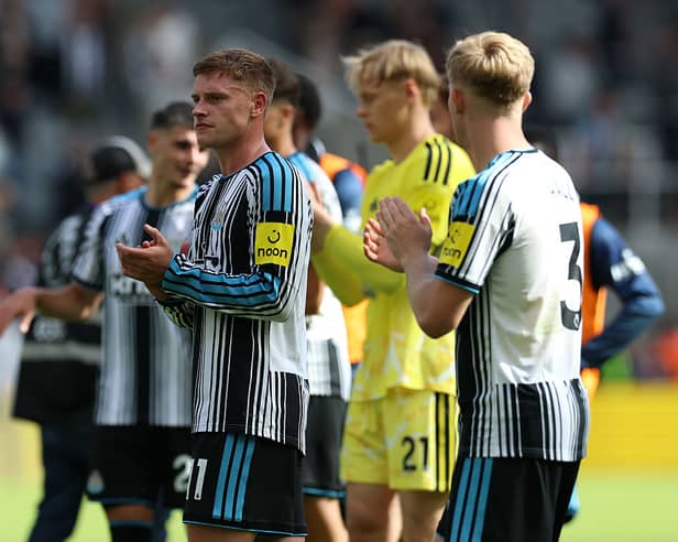 Harvey Barnes of Newcastle United applauds the fans following the Premier League 2026/27 match between Newcastle United and AFC Bournemouth at St James' Park on September 05, 2026 in Newcastle upon Tyne, England. (Photo by Ian MacNicol/Getty Images)